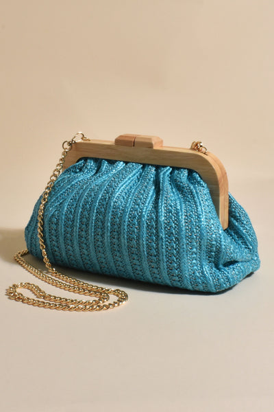 Oliver Timber Framed Clutch - Teal