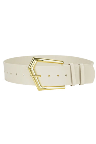 Olivia Geometric Buckle Belt - Ivory