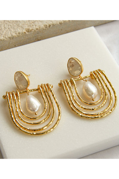 Olympia Earrings - Moonstone and Pearl