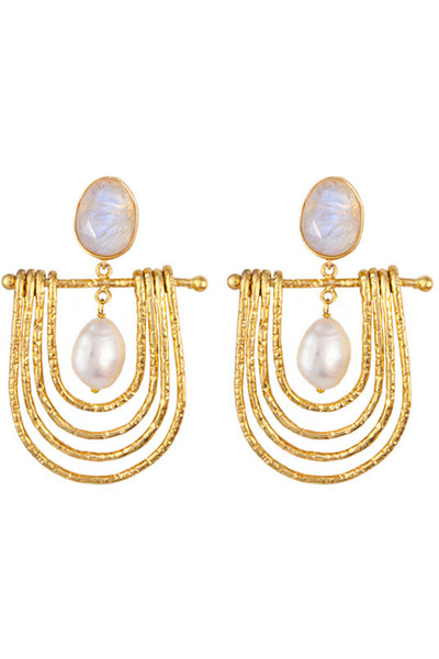 Olympia Earrings - Moonstone and Pearl
