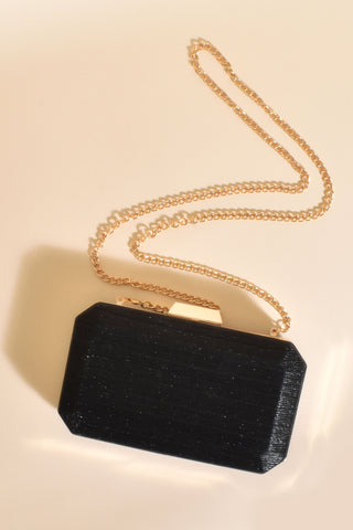 Opal Rectangle Structured Clutch - Black