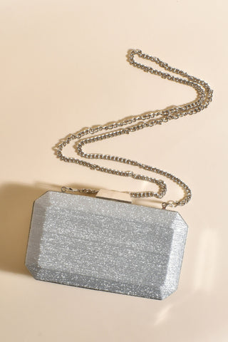 Opal Rectangle Structured Clutch - Silver