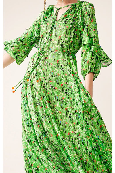 Paradise Maxi Dress - Green Mini Floral