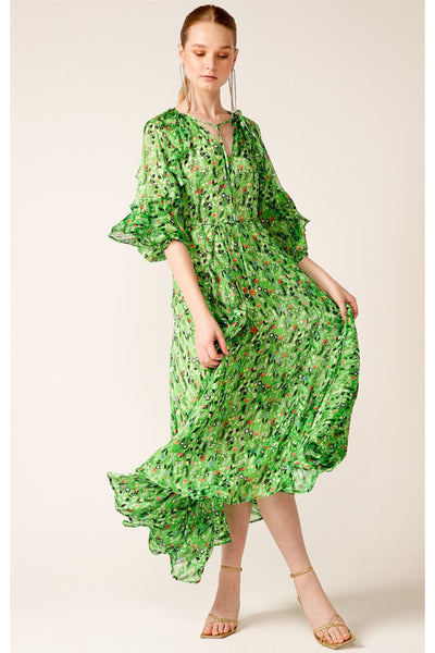 Paradise Maxi Dress - Green Mini Floral