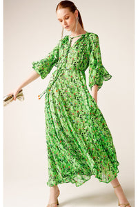 Paradise Maxi Dress - Green Mini Floral