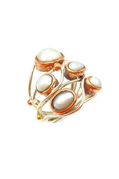 Pearl Birds Nest Ring - 925 Silver & Copper