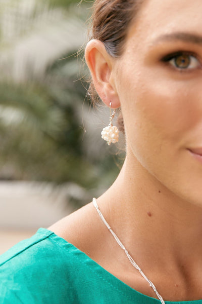Pearl Cluster Hook Earrings - Rose Gold