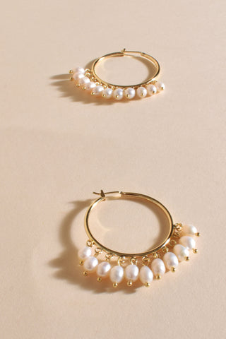 Pearl Drops Event Hoops - Gold