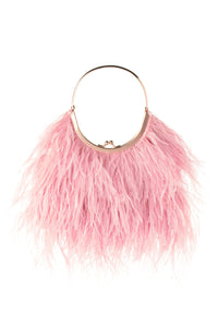 Penny Feathered Frame Bag - Blush Pink