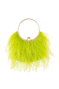 Penny Feathered Frame Bag - Chartreuse