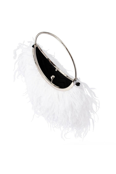 Penny Feathered Frame Bag - White