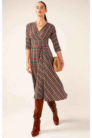 Petriucci Midi Dress - Mustard Check