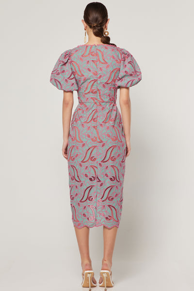Playwriter Midi Dress - Teal Pink