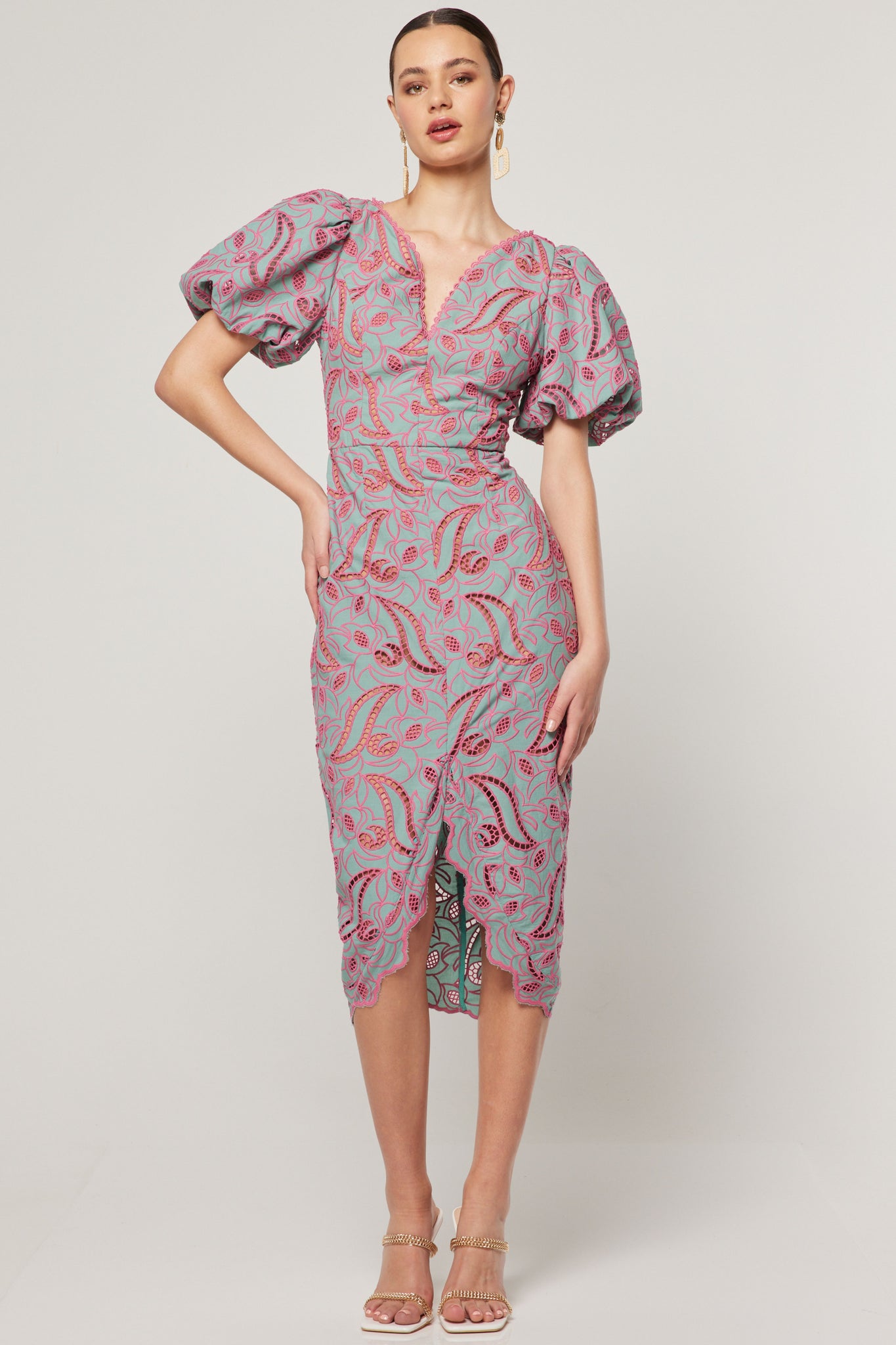 Playwriter Midi Dress - Teal Pink