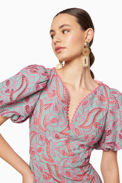 Playwriter Midi Dress - Teal Pink