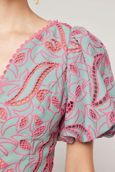 Playwriter Midi Dress - Teal Pink