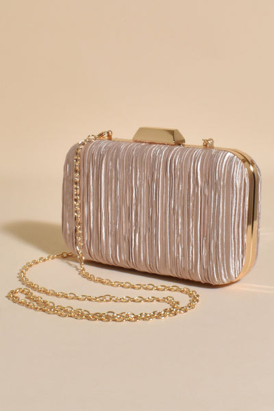 Portia Pleated Framed Event Clutch - Light Gold
