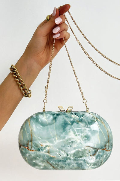 Quartz Oval Clutch - Jade Blue