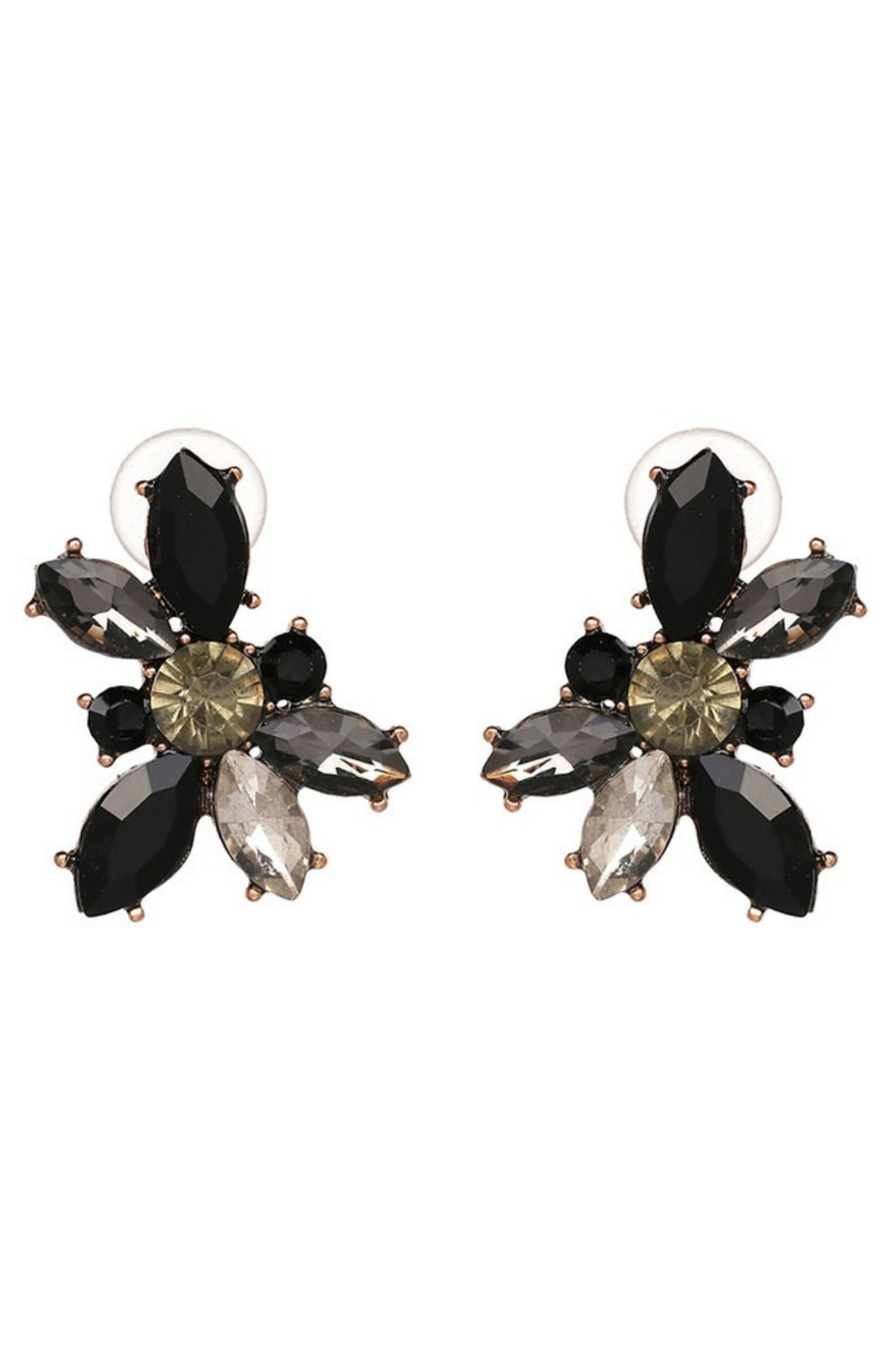 Quinn Crystal Stud Earring - Black Grey