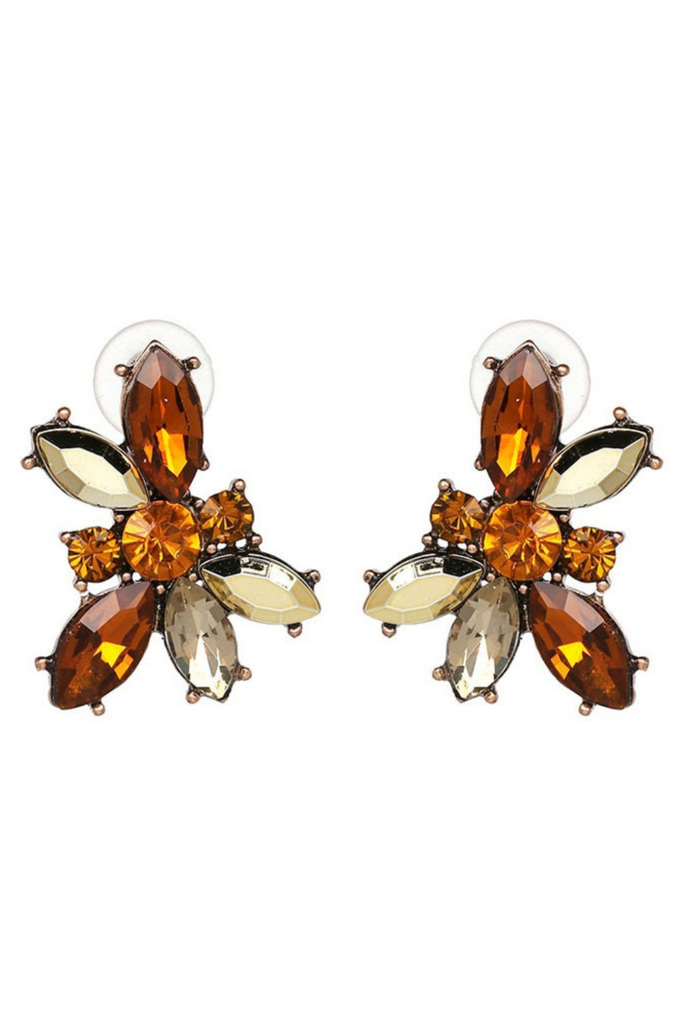 Quinn Crystal Stud Earring - Dark Amber