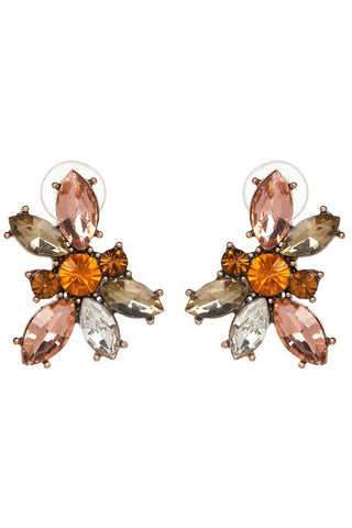 Quinn Crystal Stud Earring - Light Amber