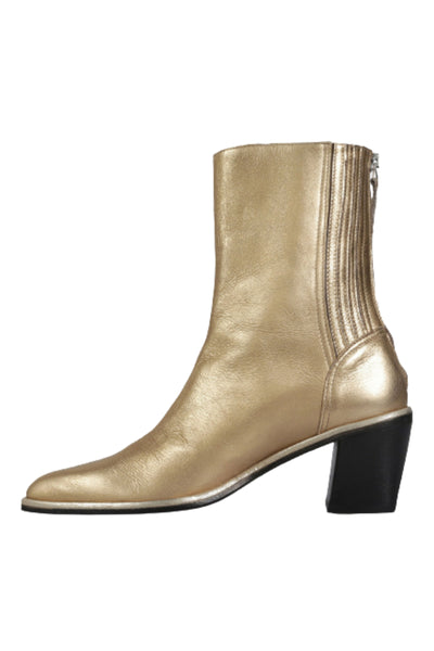 Rasp Short Leather Boots - Gold