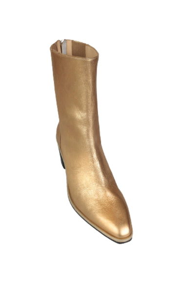 Rasp Short Leather Boots - Gold