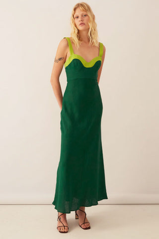 Regina Linen Dress - Emerald