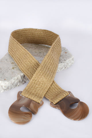 Resin Buckle Stretch Belt - Mocha Natural