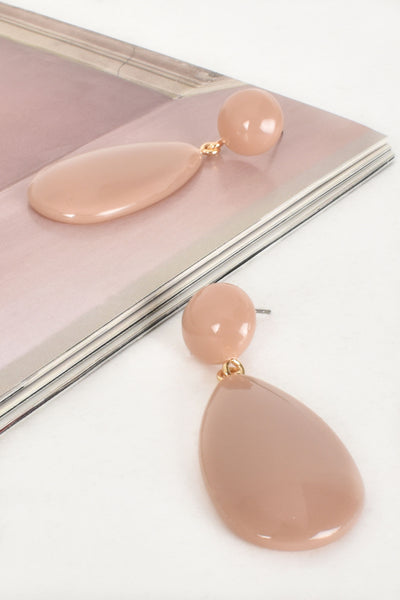 Resin Teardrop Earrings - Nude