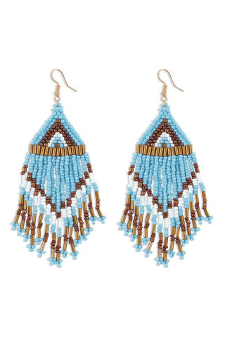 Rhea Beaded Boho Earring - Blue