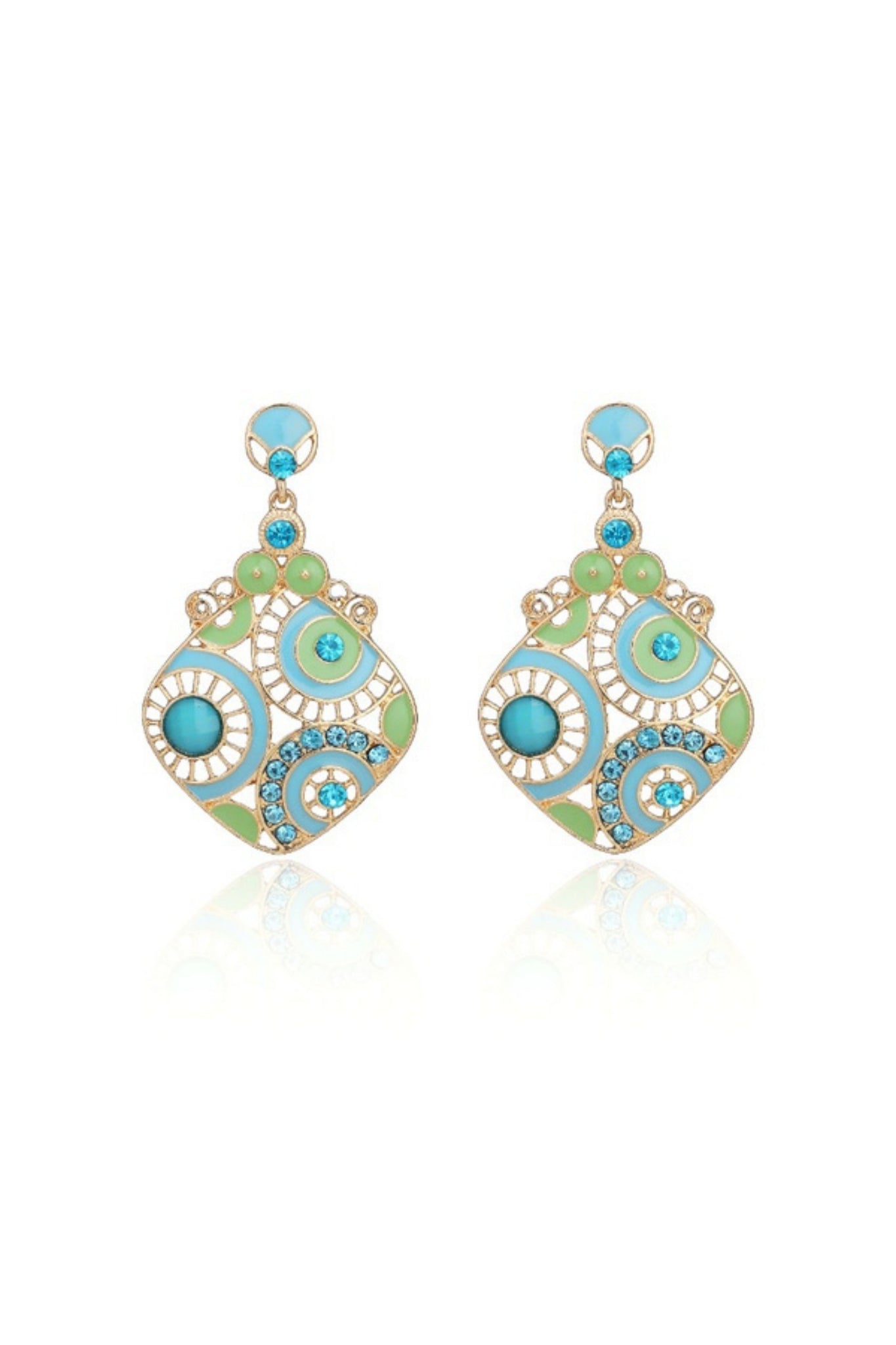 River Retro Enamel Earrings - Aqua