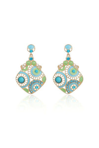 River Retro Enamel Earrings - Aqua