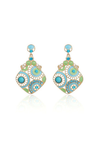 River Retro Enamel Earrings - Aqua