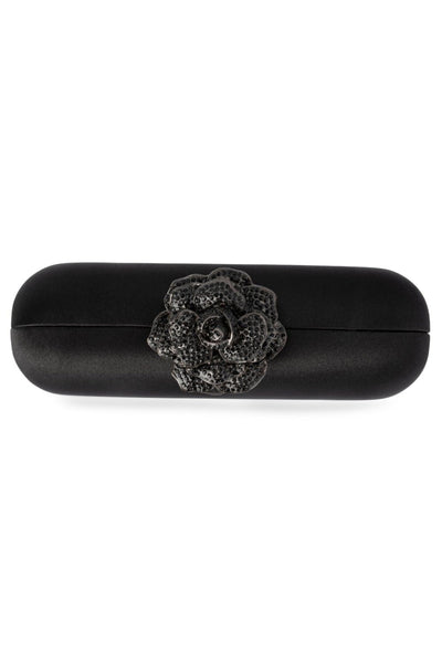 Rosa Crystal Lock Clutch - Black