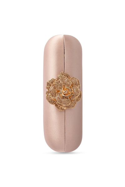 Rosa Crystal Lock Clutch - Champagne Gold