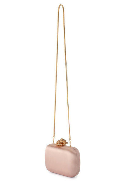 Rosa Crystal Lock Clutch - Champagne Gold