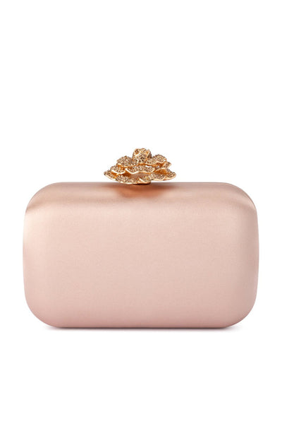 Rosa Crystal Lock Clutch - Champagne Gold