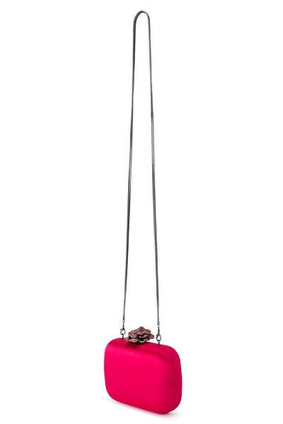 Rosa Crystal Lock Clutch - Fuchsia Pink