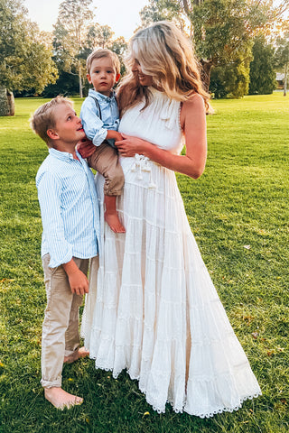 Ruby Halterneck Dress - Cotton Broderie Anglaise