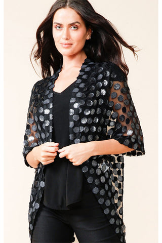 Courtesan Kimono - Navy Metallic Spot