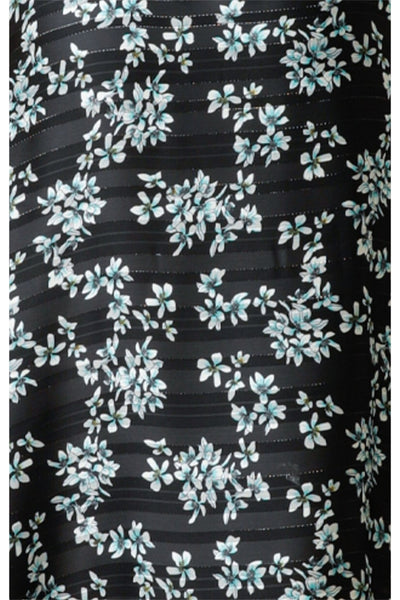 Daphne Wrap Midi Dress - Black Aqua Floral