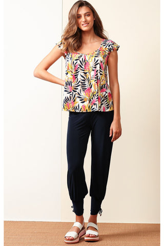 Harem Stretch Jersey Pants - Navy