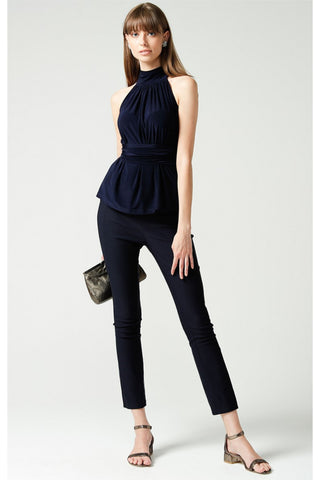 High Neck Tie Top - Navy