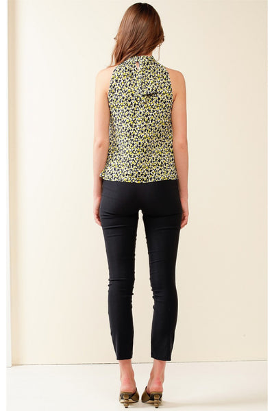 Highgate Hill High Neck Tie Top - Navy Lime Floral