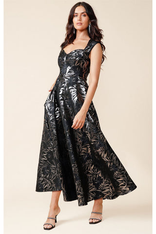 Jasmine Midi Dress - Navy Black Floral