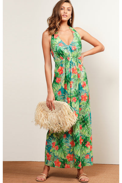 Buy Sacha Drake Mermaid Beach Halter Neck Dress Hibiscus Silver Tropical Print. Beach Cocktail Wedding Dress
