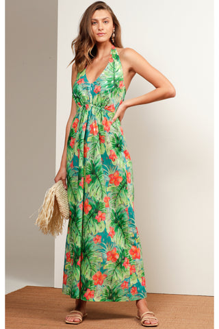 Buy Sacha Drake Mermaid Beach Halter Neck Dress Hibiscus Silver Tropical Print. Beach Cocktail Wedding Dress