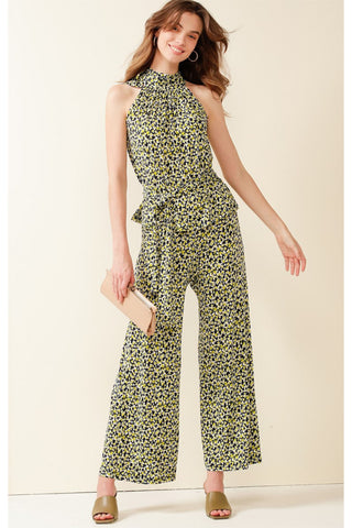 New Farm Park Wide Leg Pant - Navy Lime Floral