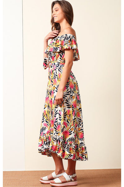 Buy Sacha Drake Point Lookout Off the Shoulder Midi Dress. Summer Print Dress Australia Online